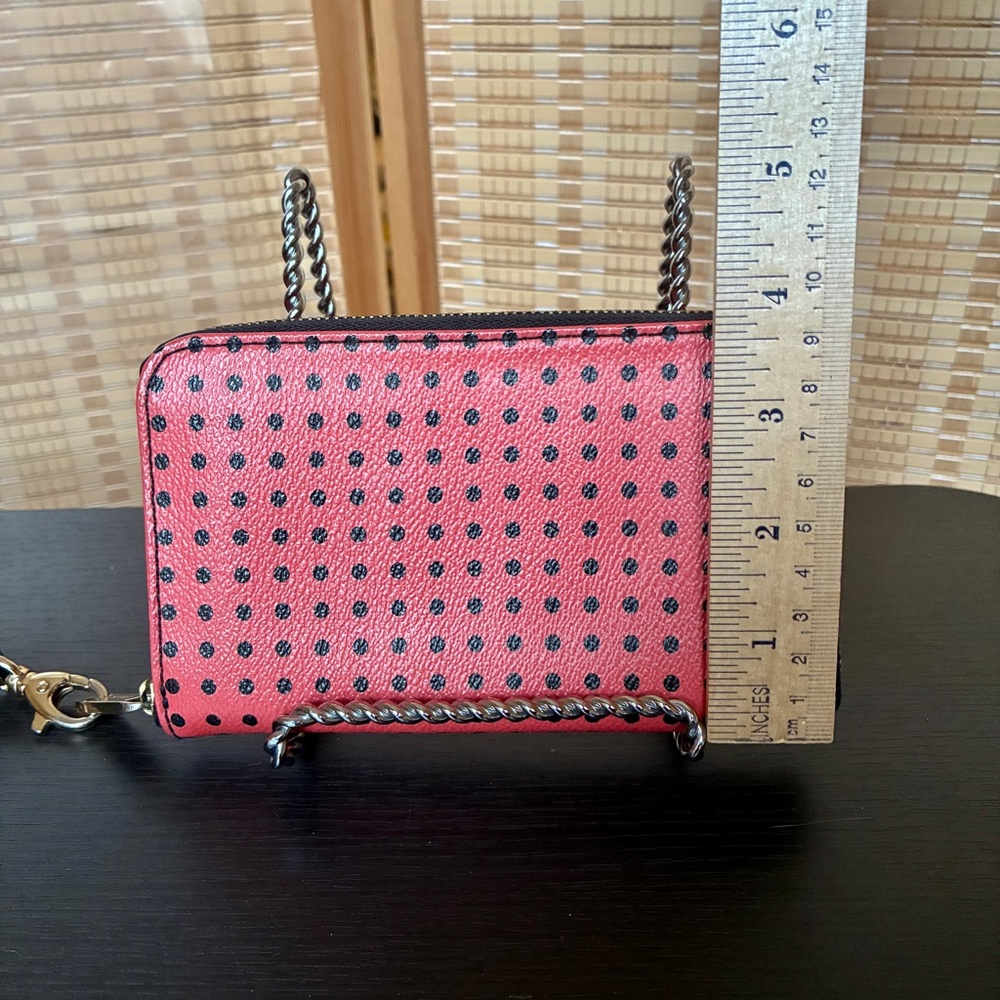 Fossil Leather Wallet Wristlet in Pink and Black Polka Dots - Picture 8 of 9